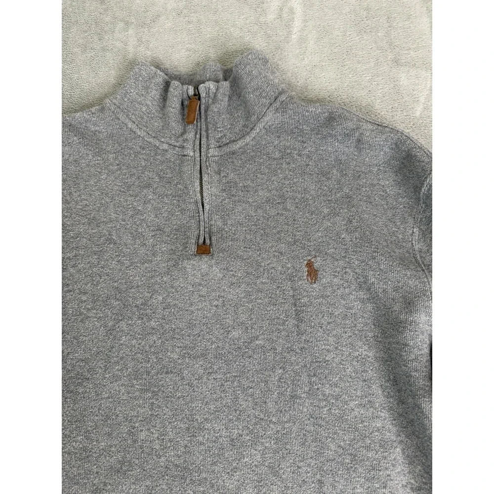 Polo Ralph Lauren 1/4 Zip Pullover Sweater Men's Size Large Gray Preppy